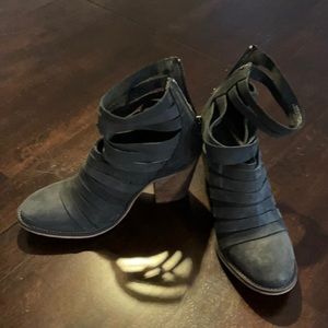 Free People, black strappy booties